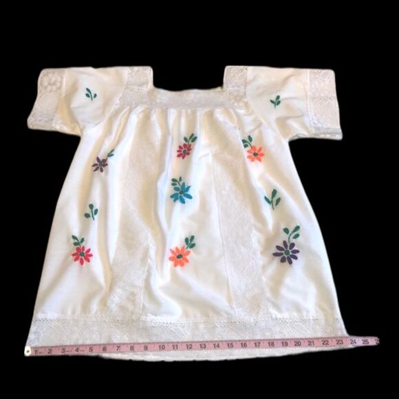 Hand-Embroidered Lace Trimmed Peasant Blouse Boho Bohemian Festival Top White - Picture 10 of 12